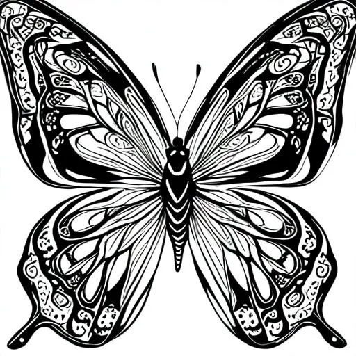 Black and white coloring page of butterflies | OpenArt