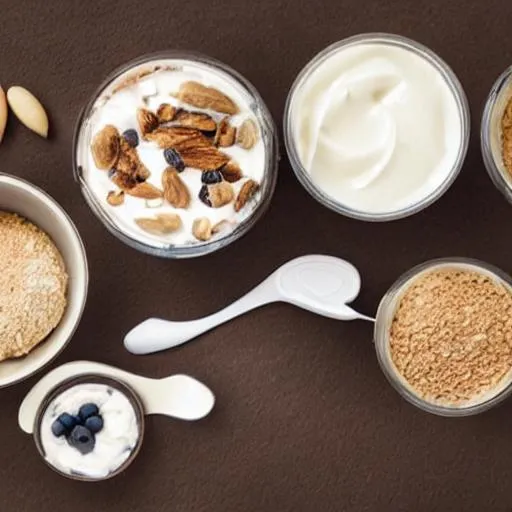 Prompt: yoghurt flat lay 