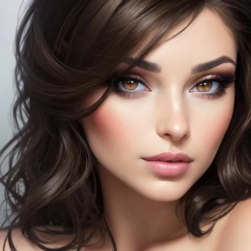 Prompt: Beautiful brunette woman with makeup portrait 