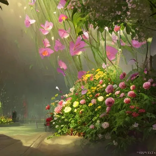 Prompt: a painting of flowers, a painting of butterly, a detailed matte painting, fantasy art, Artstation, artstation hq, matte painting, artstation hd