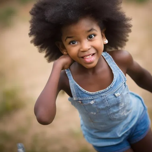 Prompt: Little black girl playing