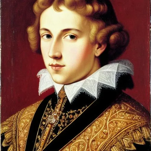 Prompt: portrait of a 16th-century Russian light-haired prince