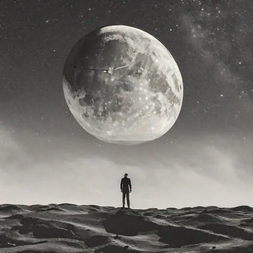 Prompt: Man standing on the Moon 
