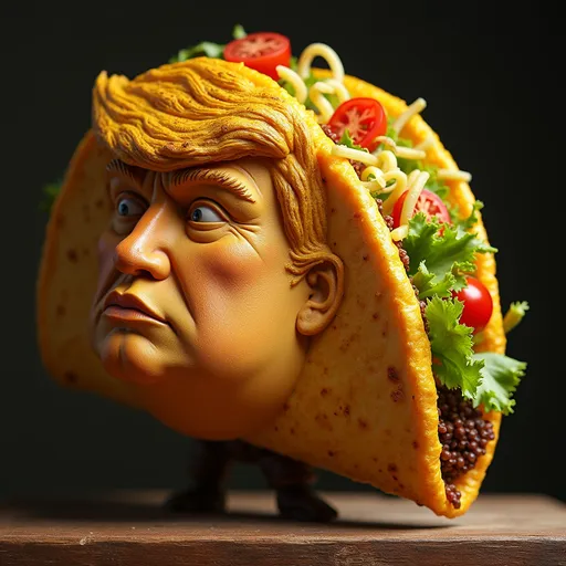 Prompt: Donald trump’s head as a taco