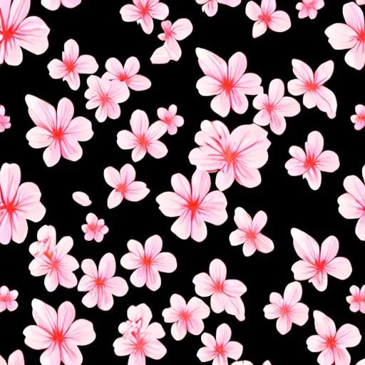 Prompt: red cherry blossom flowers vector pattern