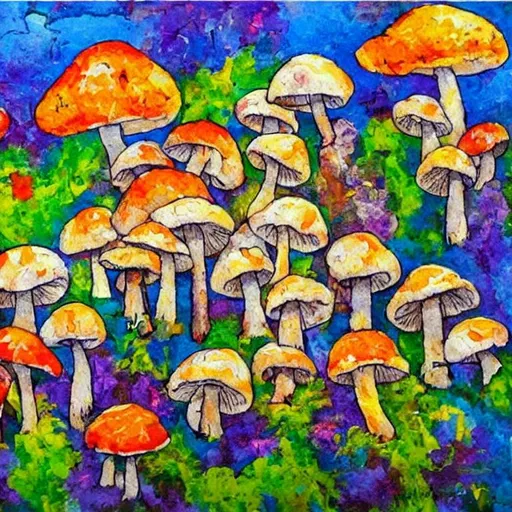 Prompt: Masterpiece mushroom painting