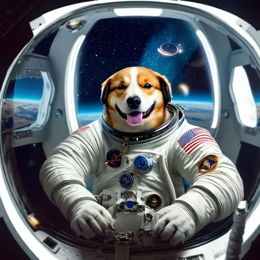 Prompt: /imagine prompt: color photo of a dog as an astronaut riding a starship

, a courageous canine astronaut donned in a sleek silver space suit, floating gracefully inside a futuristic starship. The dog's paws effortlessly navigate the zero-gravity environment, while its helmet reflects the brilliance of distant stars, lending an otherworldly glow to the scene.

The starship's interior is a marvel of advanced technology, adorned with glowing control panels and holographic displays. The walls are lined with panoramic windows, offering breathtaking views of the vast cosmos. The dog astronaut floats weightlessly amidst a sea of swirling stardust, creating a mesmerizing visual spectacle.

The mood is one of wonder and exploration, as the dog astronaut embarks on a daring mission to unravel the mysteries of the universe. The atmosphere inside the starship is filled with a mix of excitement and anticipation, as the crew prepares for the next stage of their cosmic journey.

Captured on camera is a vibrant and dynamic image, highlighting the dog astronaut's fearless spirit. The photo was taken using a state-of-the-art Nikon D850 camera, equipped with a wide-angle lens to capture the expansive surroundings. The colors are vivid and rich, accentuating the interstellar backdrop.

In this unlikely collaboration, the scene is directed by Christopher Nolan, known for his visually stunning and thought-provoking films. The cinematography is helmed by Emmanuel Lubezki, renowned for his ability to capture breathtaking natural beauty. The fashion design is curated by Jean Paul Gaultier, known for his avant-garde and imaginative creations. Together, their distinct styles create a visually striking and awe-inspiring photo.

—c 10 —ar 2:3