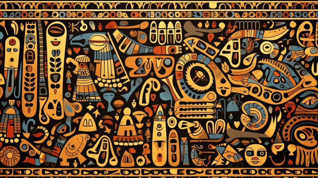 Prompt: mr.doodle in the style of egyptian art x egyptian art patterns