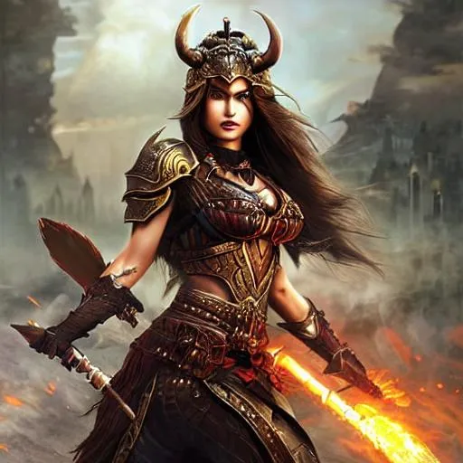 Prompt: Gorgeous, female, warrior demon with tail and full body armor, full body in shot, 64k, extremely detailed, extreme realistic, totally realistic details, fiery hell-scape background, Oil painting, intricate detail, heavy strokes, masterpiece