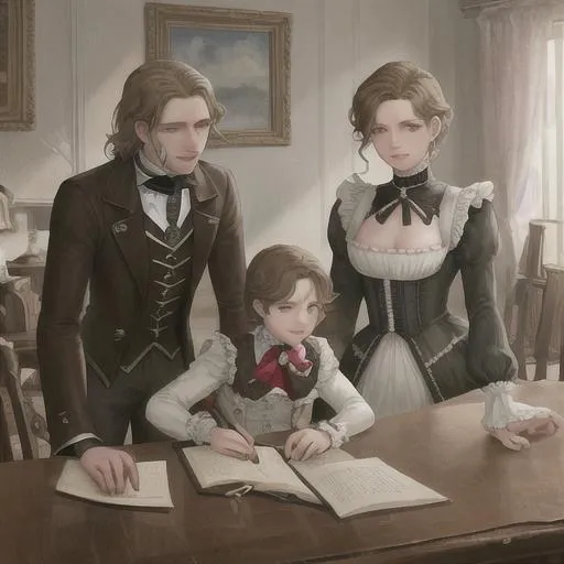 Prompt: create the 18e century as a family