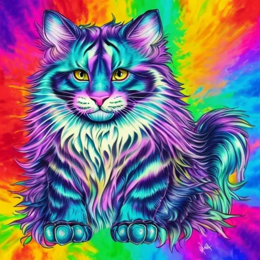 Prompt: Maine coone in the style of Lisa frank