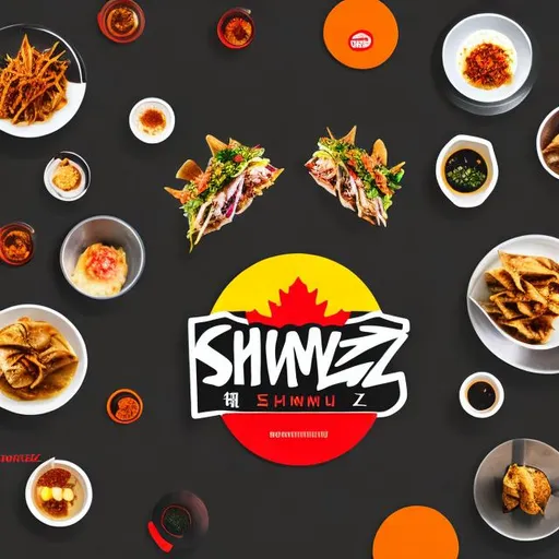 Prompt: Generate a visually striking and unique logo for 'Shwarmzy,' a Canadian shawarma restaurant specializing in Korean and Middle Eastern fusion cuisine. Incorporate elements from both culinary traditions to create a captivating and appetizing logo that represents the restaurant's fusion concept.
