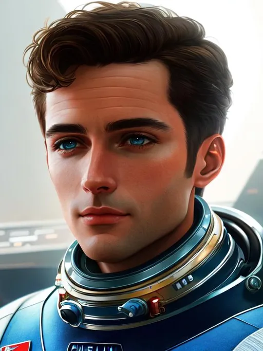 Prompt: create most beautiful photograph of most beautiful fictional,male astronaut, futurism, extremely, detailed environment, detailed background, intricate, detailed skin, natural colors , professionally color graded, photorealism, 8k, moody lighting.