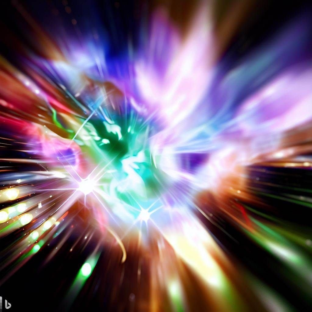 Prompt: colourful magical explosion on black background