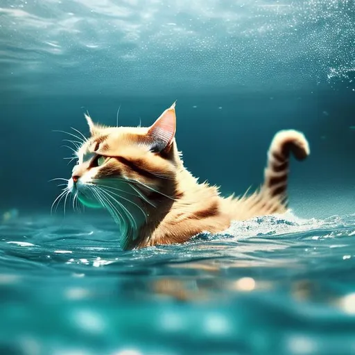 Prompt: cat in the ocean
