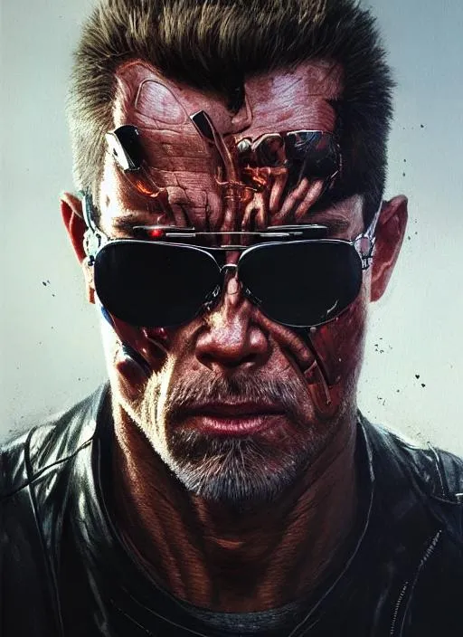 Prompt: Portrait of terminator, face, city, perfect composition, hyperrealistic, super detailed, 8k, high quality, trending art, trending on artstation, sharp focus, studio photo, intricate details, highly detailed, by greg rutkowski