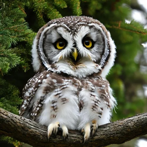 Prompt: A Baby owl in the Winter Forest, hyperdetailed, hyperrealistic