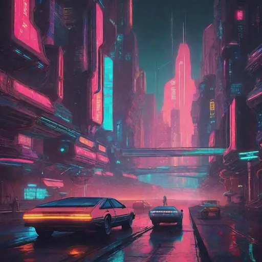 retro futuristic 1980’s city cyberpunk