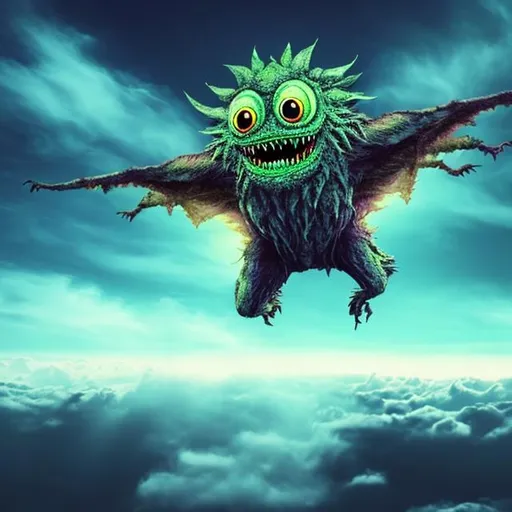 Prompt: unidentified flying monster in the sky