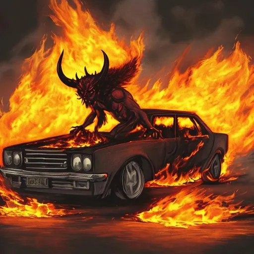 ghost rider car on fire