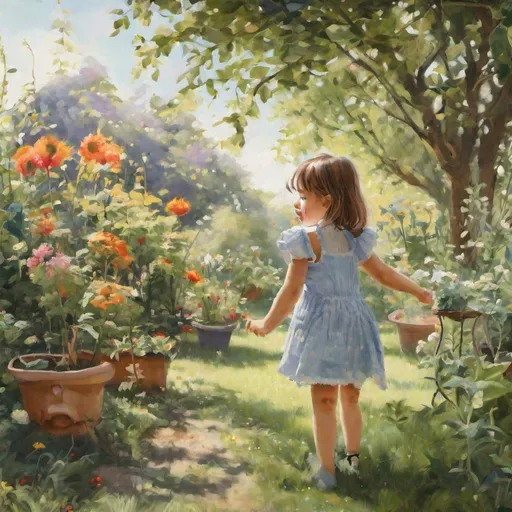 Prompt: Girl playing in the garden 