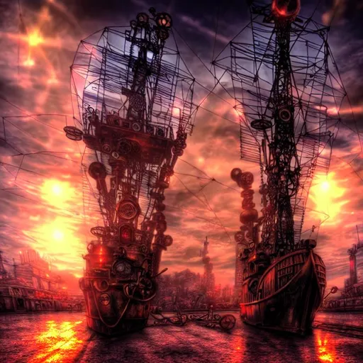 Prompt: steampunk anime village ship 8k HDR
