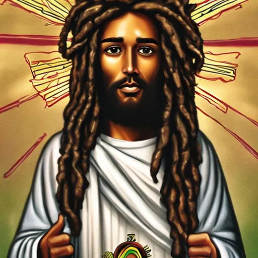 Prompt: Jesus Christ as a black Rastafarian 