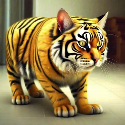 Prompt: a cat transforming into a tiger, photorealistic