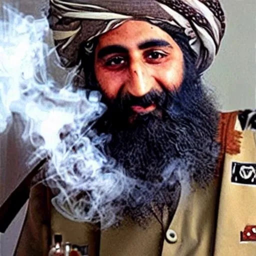 Prompt: Afghan dank osama smoking