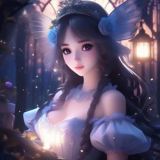 Prompt: 3d anime woman and beautiful pretty art 4k full HD fairy tale princess creepy at night