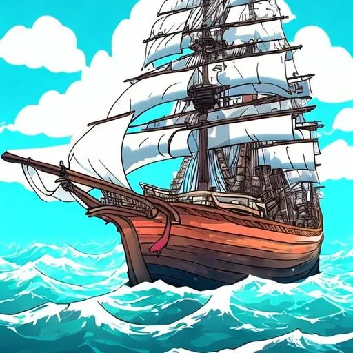pirate ship. one piece anime style