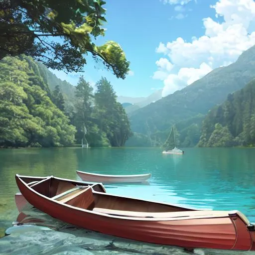 Prompt: Canoe in sea