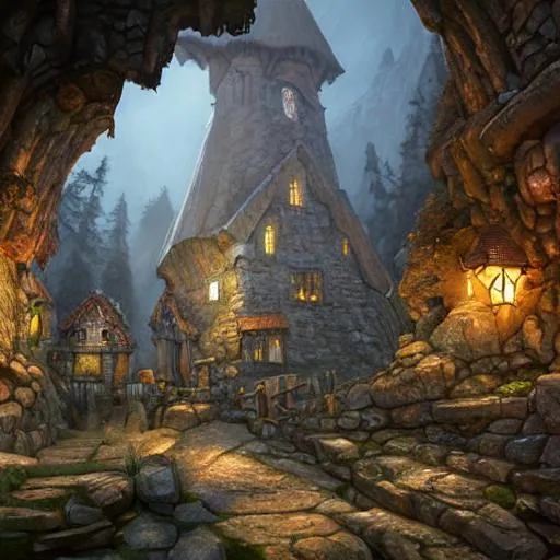 Prompt: a fantasy town underground, Fantasy village, wooden houses, rocks, cave, stone, high quality, trending on artstation, highly detailed,
immaculate highly detailed render by Ted Nasmith, Marc Simonetti, and Andreas Rocha, trending on artstation HD, trending on cgsociety, global illumination, high dynamic range, hdr, rich, textured, large depth of field, no blur, 8k, concept art, 