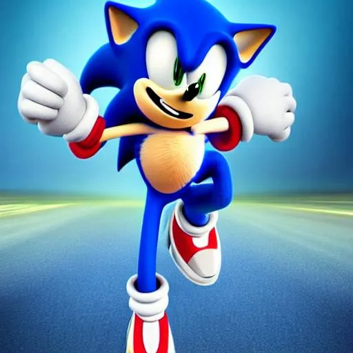 Prompt: hyperrealistic photographic sonic with a winning smile

