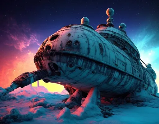 Prompt: space ship wreck ice planet