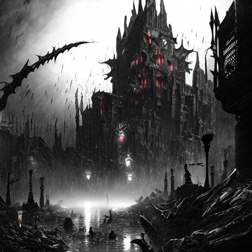 Prompt: arkhem knight, arkham asylum, dark night, fog, blood, highly detailed,  realistic 