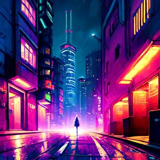 Prompt:  A lonely girl in a cyberpunk night scene in futuristic London in
by Andrey Gevechanov, Juan P. Osorio’s  Jakub Chechelski