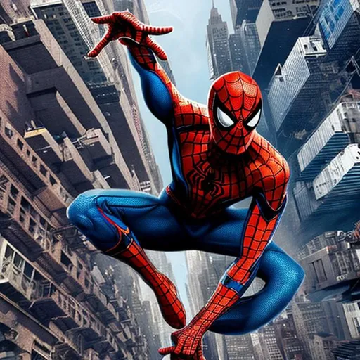 Prompt: Spider man in een mistige Newyork