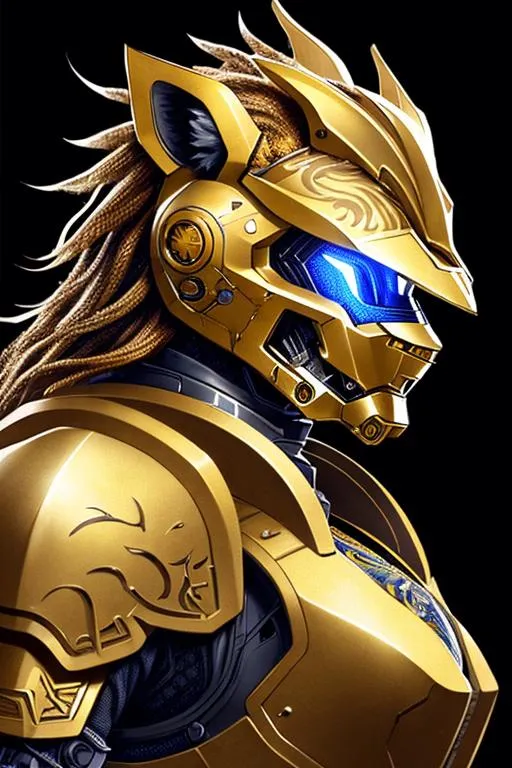 Prompt: Poster art, high-quality high-detail highly-detailed breathtaking hero ((by Aleksi Briclot and Stanley Artgerm Lau)) - ((a lion)),  highly detailed female lion mech suit, 8k black and gold helmet, battle damaged,  highly detailed lion helmet, add some silver, glowing chest emblem ,carbon fibre helmet, lion mech armor, lion head, detailed fur, detailed carbon fibre mech suit, full body, black futuristic mech armor, wearing mech armour suit, 8k,  full form, detailed forest wilderness setting, full form, epic, 8k HD, ice, sharp focus, ultra realistic clarity. Hyper realistic, Detailed face, portrait, realistic, close to perfection, more black in the armour, full body, high quality cell shaded illustration, ((full body)), dynamic pose, perfect anatomy, centered, freedom, soul, Black short hair, approach to perfection, cell shading, 8k , cinematic dramatic atmosphere, watercolor painting, global illumination, detailed and intricate environment, artstation, concept art, fluid and sharp focus, volumetric lighting, cinematic lighting, 
