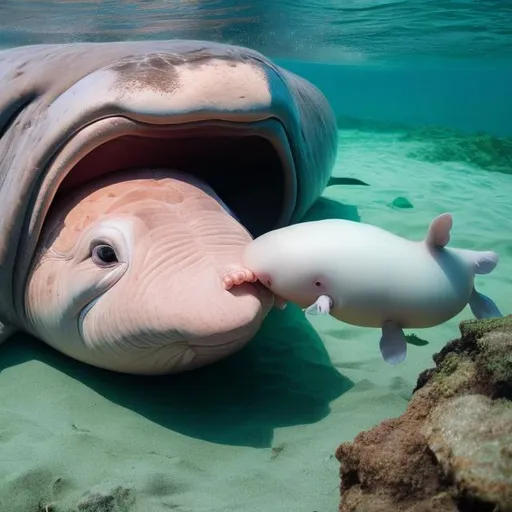 Prompt: blobfish eating whale




