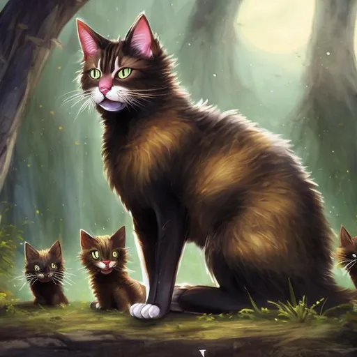 Prompt:  warrior cat and her kits