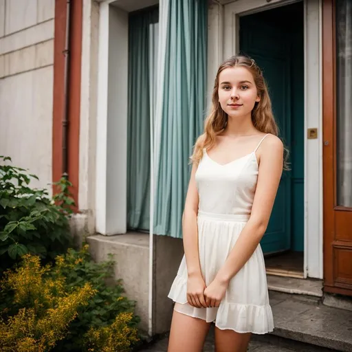 Prompt: 
"I would like a super realistic photograph of a Lithuanian girl in her late teens or early twenties. She should be standing inside of  a classic Soviet Union apartment. The girl should be the main focus of the image, and I want to capture her natural beauty and personality.

Camera Setup:

Camera: Nikon D850
Lens: Nikon 85mm f/1.4G
Aperture: f/1.8
ISO: 100
Shutter Speed: 1/200 sec
Lighting:

Natural lighting with soft, diffused sunlight to create a warm and inviting atmosphere.
Composition:
Half-body shot of the girl with a slight tilt of her head. She is standing in one of the vilnius streets.
Use the rule of thirds to frame her within the main streets of Vilnius like Gedeminos prospect. Emphasize on Lithuanian winter vibe.
Capture her in a candid moment that reflects her personality and the era's nostalgia.
Additional Details:

The girl should be wearing a casual yet vintage-inspired outfit, perhaps reminiscent of the 1980s fashion.
Her expression should be contemplative and reflective of the historical context.
Pay attention to small details like the texture of her clothing and the weathered facade of the Soviet building.
I want this photograph to feel like a genuine moment frozen in time, evoking a sense of nostalgia for the Soviet era in Lithuania. Please ensure high quality and attention to realism, as if it were a historical photograph."

Feel free to adjust any details or settings as needed, and let me know if you have any specific preferences or changes in mind.