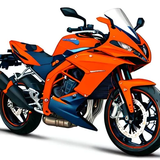 Prompt: sport motorcycle in orange and blue color