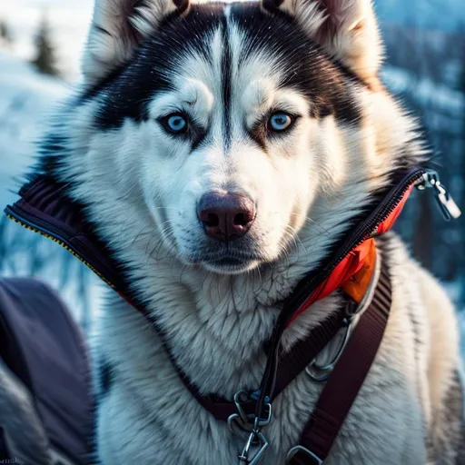 Prompt: portrait of a husky dog, symetric face