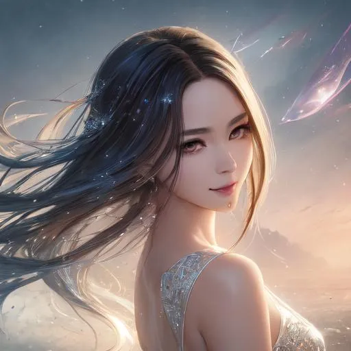 Prompt: splash art, by Greg rutkowski, hyper detailed perfect face,

beautiful kpop idol, full body, long legs, perfect body,

high-resolution cute face, perfect proportions,smiling, intricate hyperdetailed hair, light makeup, sparkling, highly detailed, intricate hyperdetailed shining eyes,  

Elegant, ethereal, graceful,

HDR, UHD, high res, 64k, cinematic lighting, special effects, hd octane render, professional photograph, studio lighting, trending on artstation