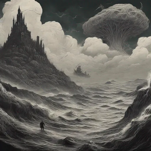 Prompt: The Hill of Violent Wind, masterpiece, best quality, in lovecraftian style