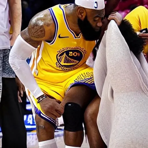 Prompt: Curry and Lebron kissing