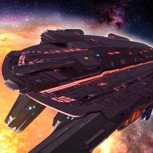 epic 3d portrait of a futuristic space warship, spac