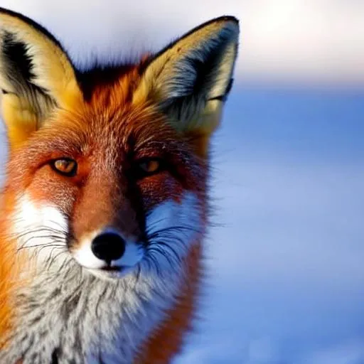 Prompt: A fox sitting in the snow 
