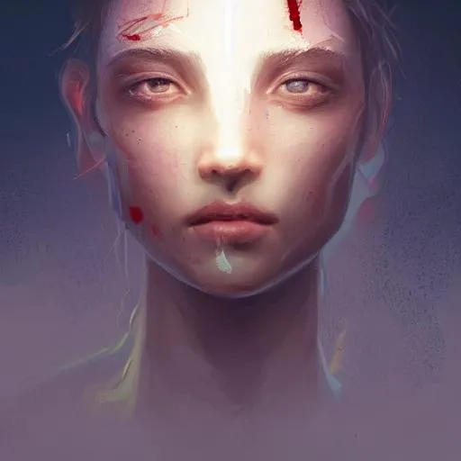 Prompt: Portrait of a light being, radiant, glowing light, filaments of light everywhere, intricate, cinematic lighting, highly detailed, digital painting, artstation, concept art, smooth, sharp focus, illustration,
Tears are dropping from the eyes, the forehead is covered with a bit blood